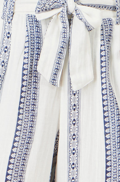 The Stripe Wide Leg – White Cotton Cropped Trousers
