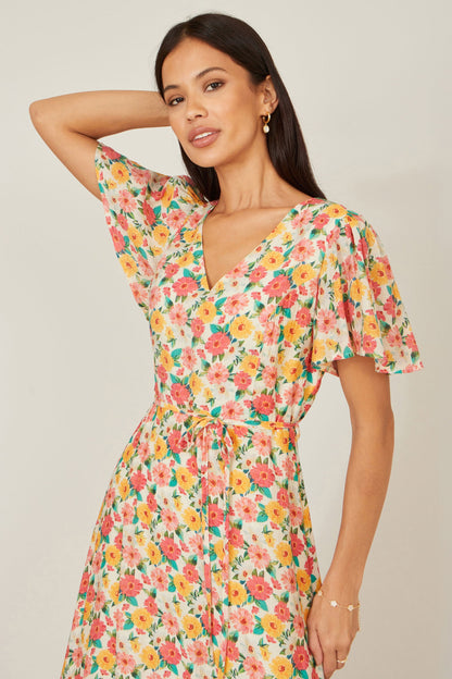 The Angel Sleeve – Floral Midi Tea Dress