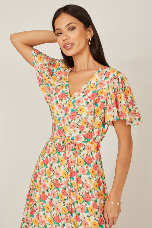 The Angel Sleeve – Floral Midi Tea Dress