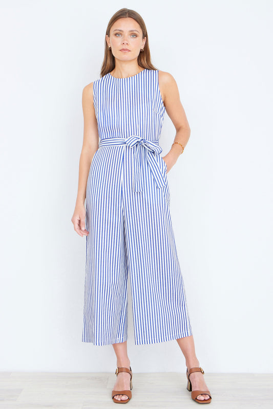 The Stripe Culotte – Blue Cotton Jumpsuit