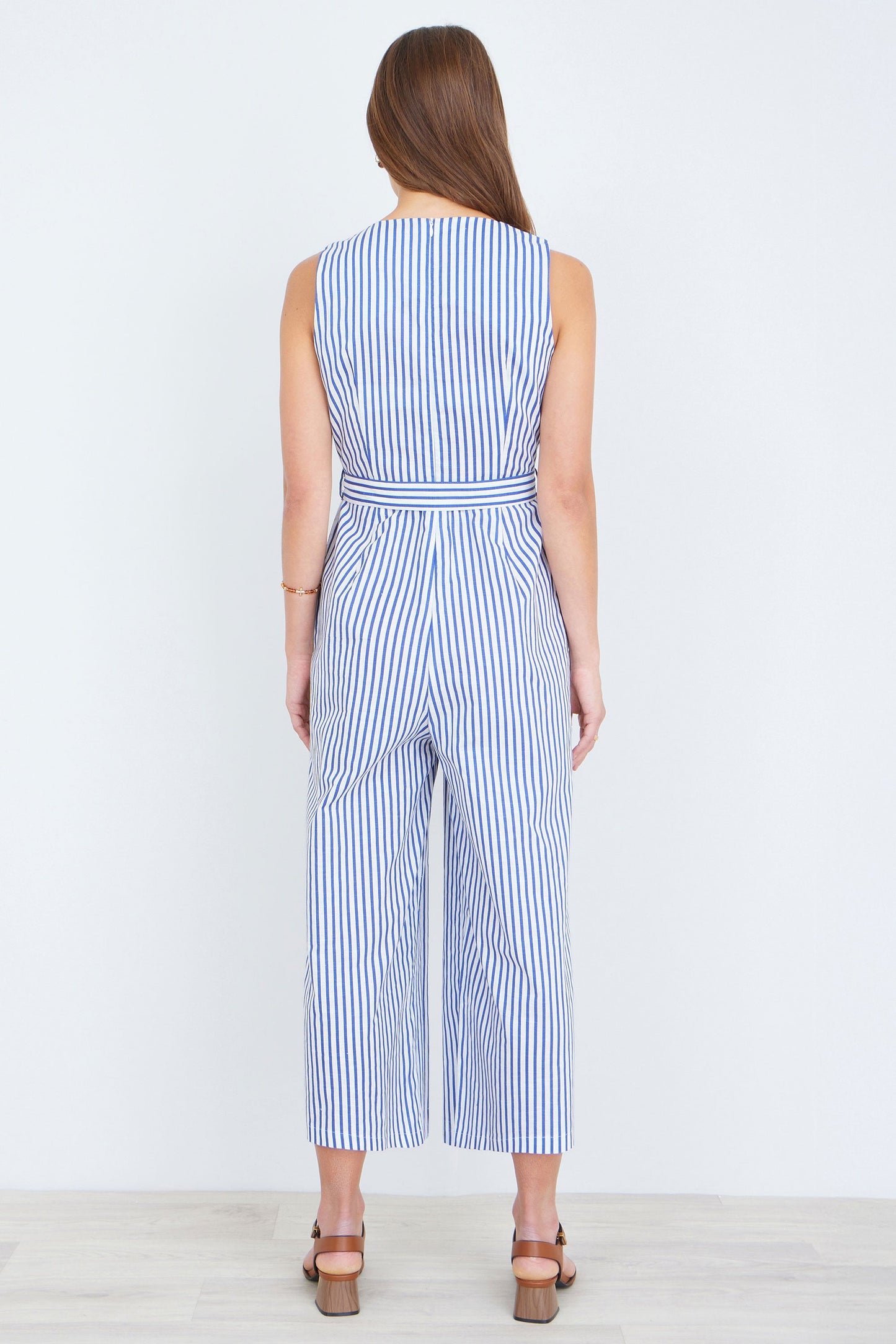 The Stripe Culotte – Blue Cotton Jumpsuit