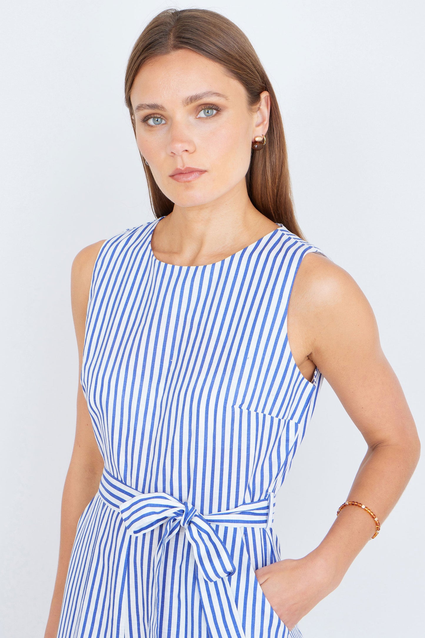 The Stripe Culotte – Blue Cotton Jumpsuit