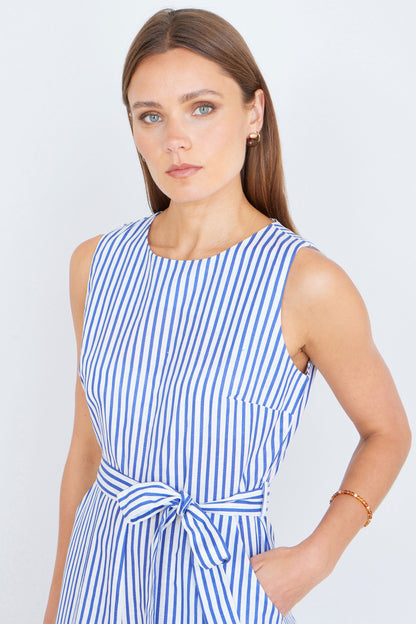 The Stripe Culotte – Blue Cotton Jumpsuit