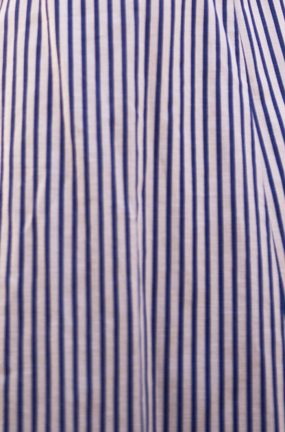 Blue Stripe Cotton Sun Dress With Ruched Back