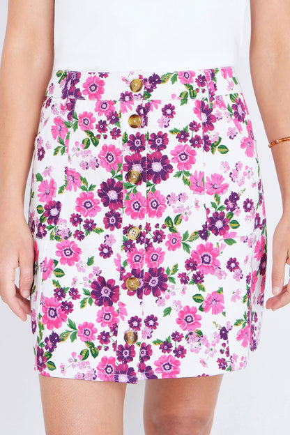 The Retro Floral – Pink Cotton Mini Skirt