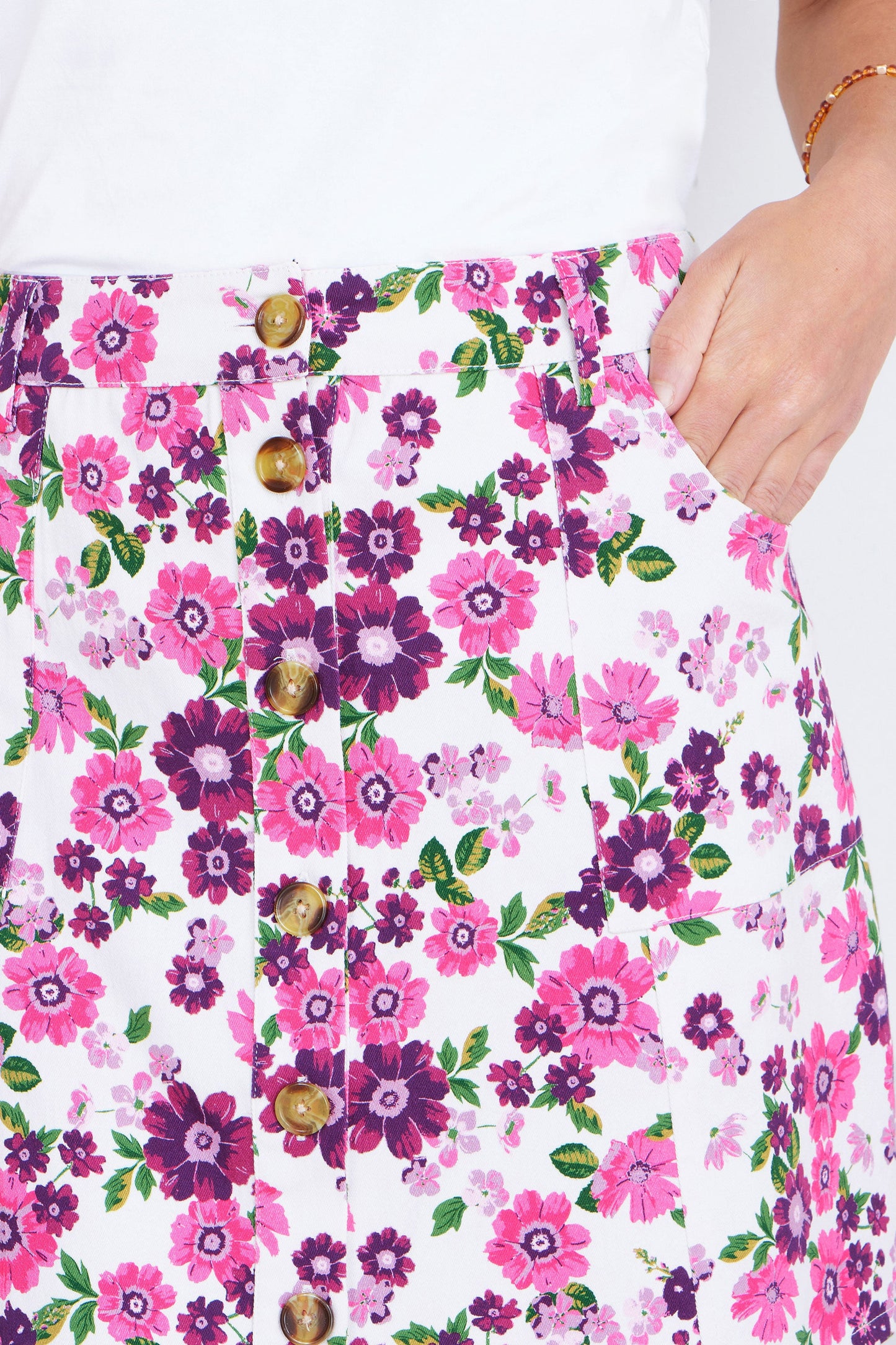 The Retro Floral – Pink Cotton Mini Skirt