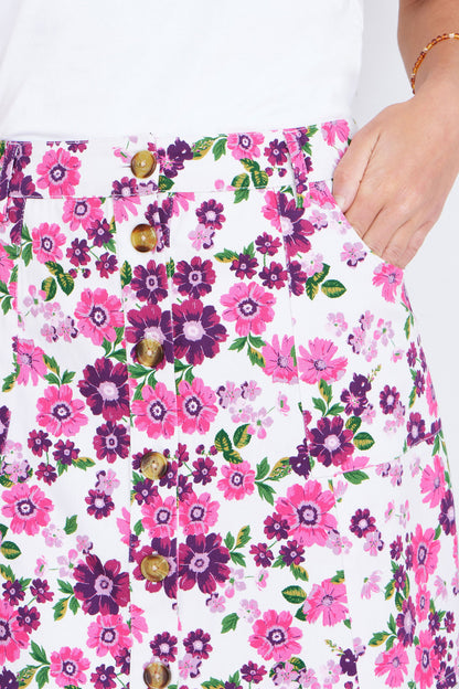 The Retro Floral – Pink Cotton Mini Skirt