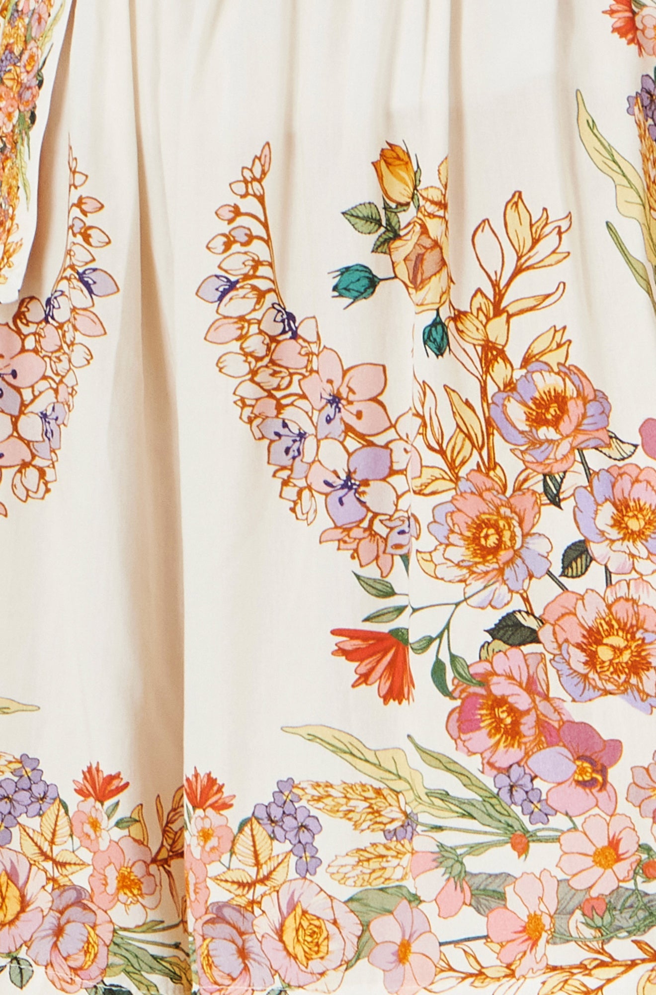 Ivory Viscose Floral Border Shorts