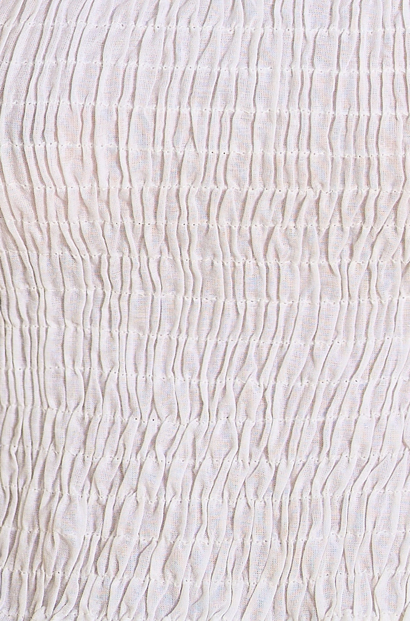 White Cotton Shirring Puff Sleeve Top