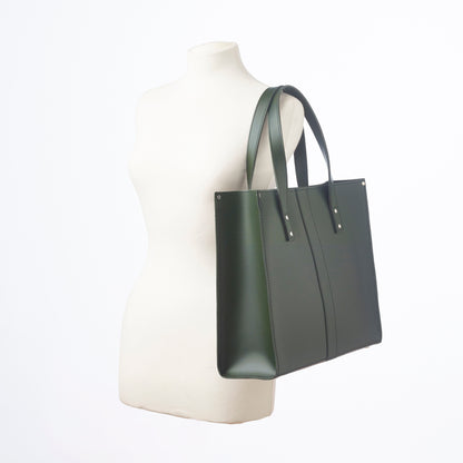 Handmade Leather Shopper – Ivy Green