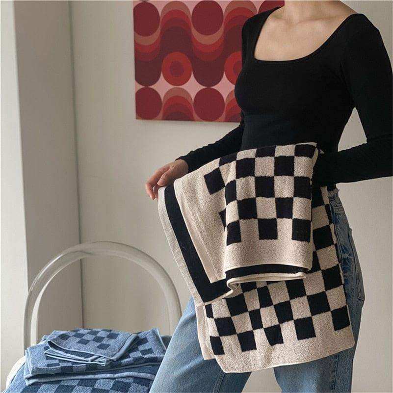 Checkerboard Bath Towels - Bascora