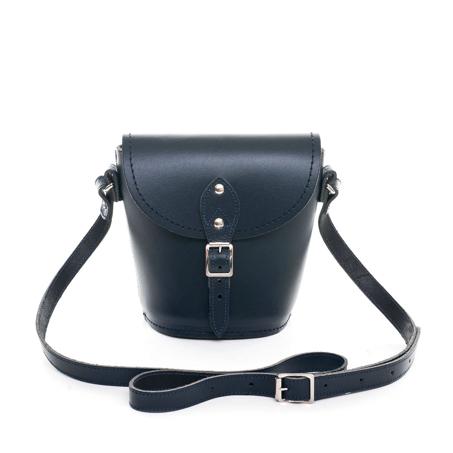 Handmade Leather Barrel Bag – Navy