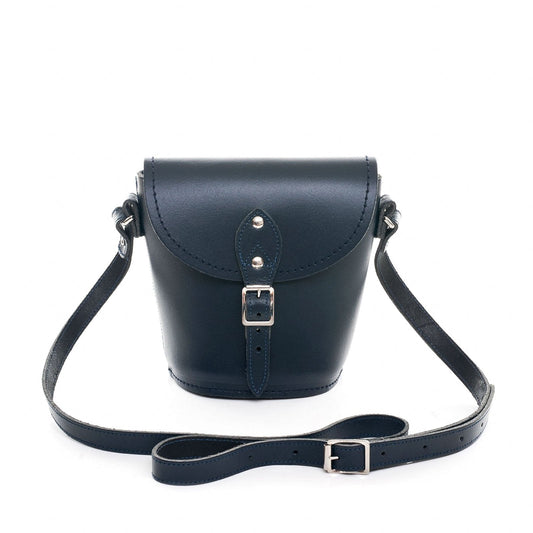 Handmade Leather Barrel Bag – Navy