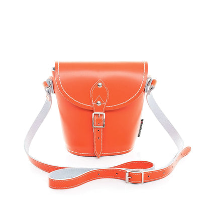 Handmade Leather Barrel Bag - Orange