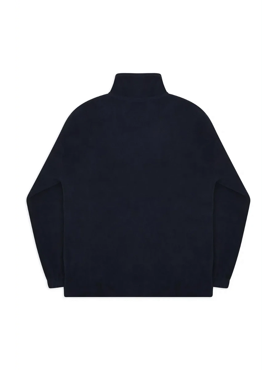 Black quarter-zip sweatshirt on a white background