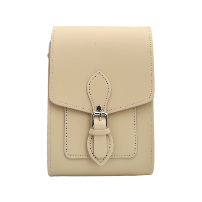 Handmade Leather Festival Phone Bag – Cream