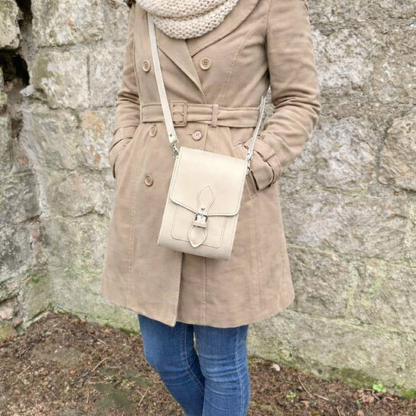 Handmade Leather Festival Phone Bag – Cream