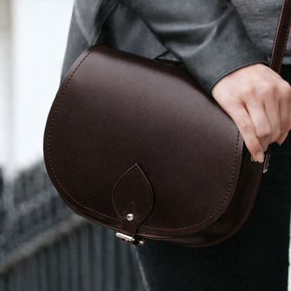 Handmade Leather Saddle Bag – Dark Brown