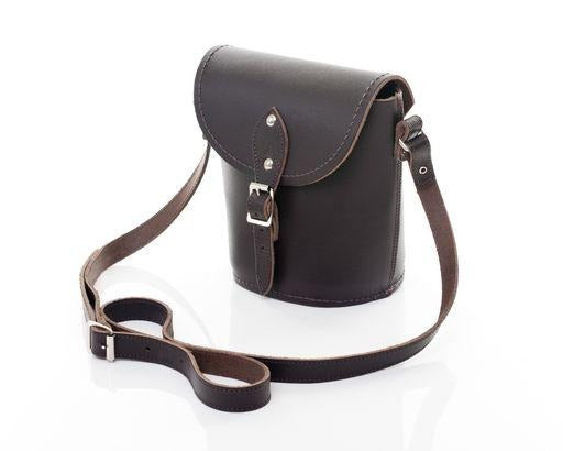 Handmade Leather Barrel Bag – Dark Brown