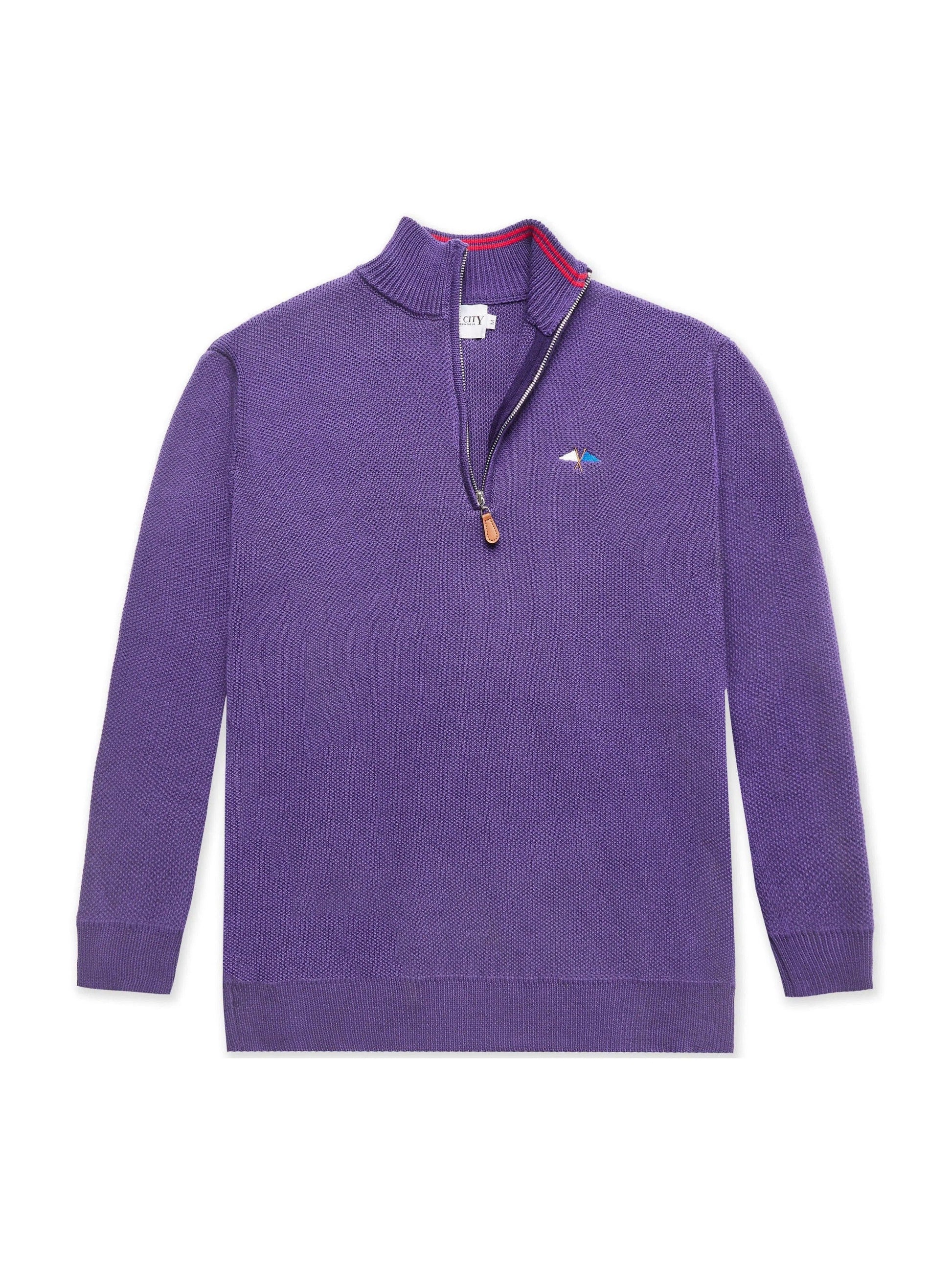 Knit 1/4 Zip Purple - Bascora