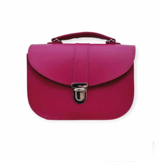 Olympia Handmade Leather Crossbody Bag – Magenta