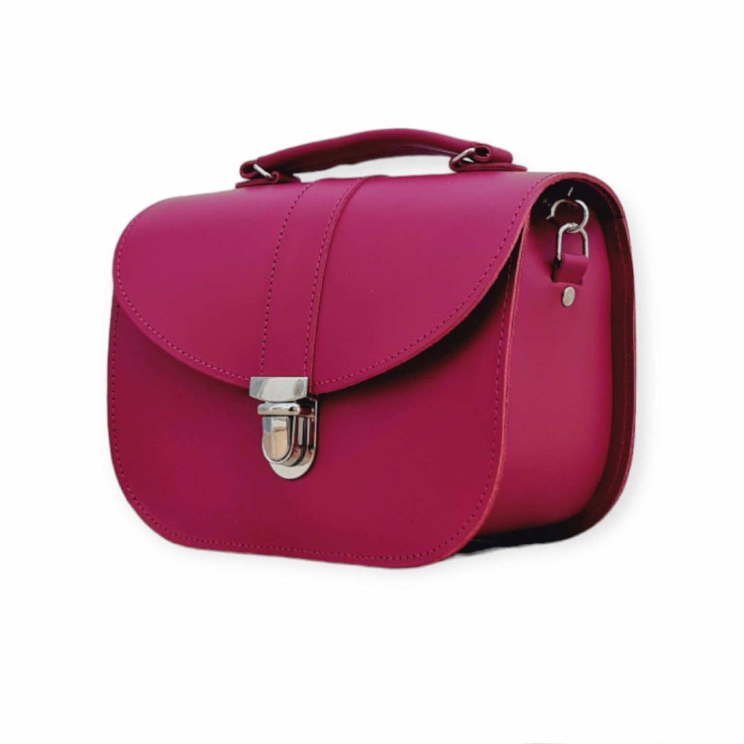 Olympia Handmade Leather Crossbody Bag – Magenta