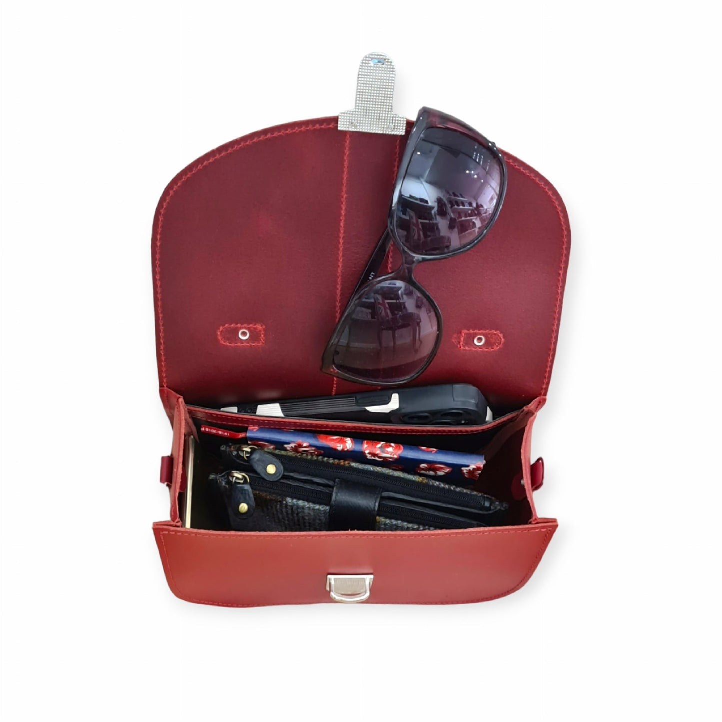 Olympia Handmade Leather Crossbody Bag – Magenta