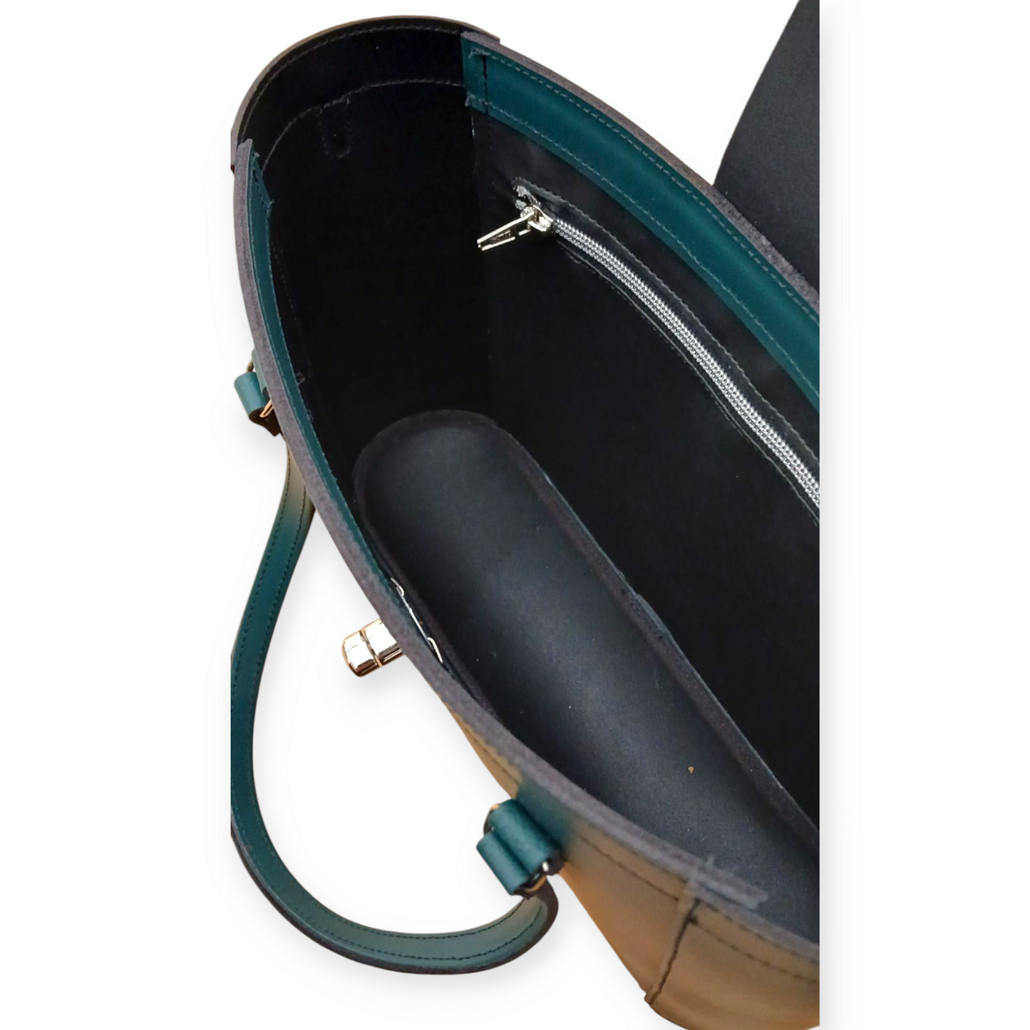 Leather Mini Twist Lock Shopper Bag – Pine