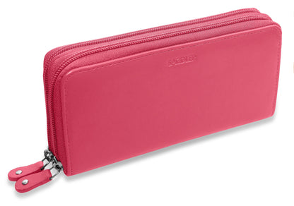 Gabriella RFID Leather Double Zip Around Purse - Bascora