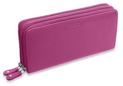 Gabriella RFID Leather Double Zip Around Purse - Bascora