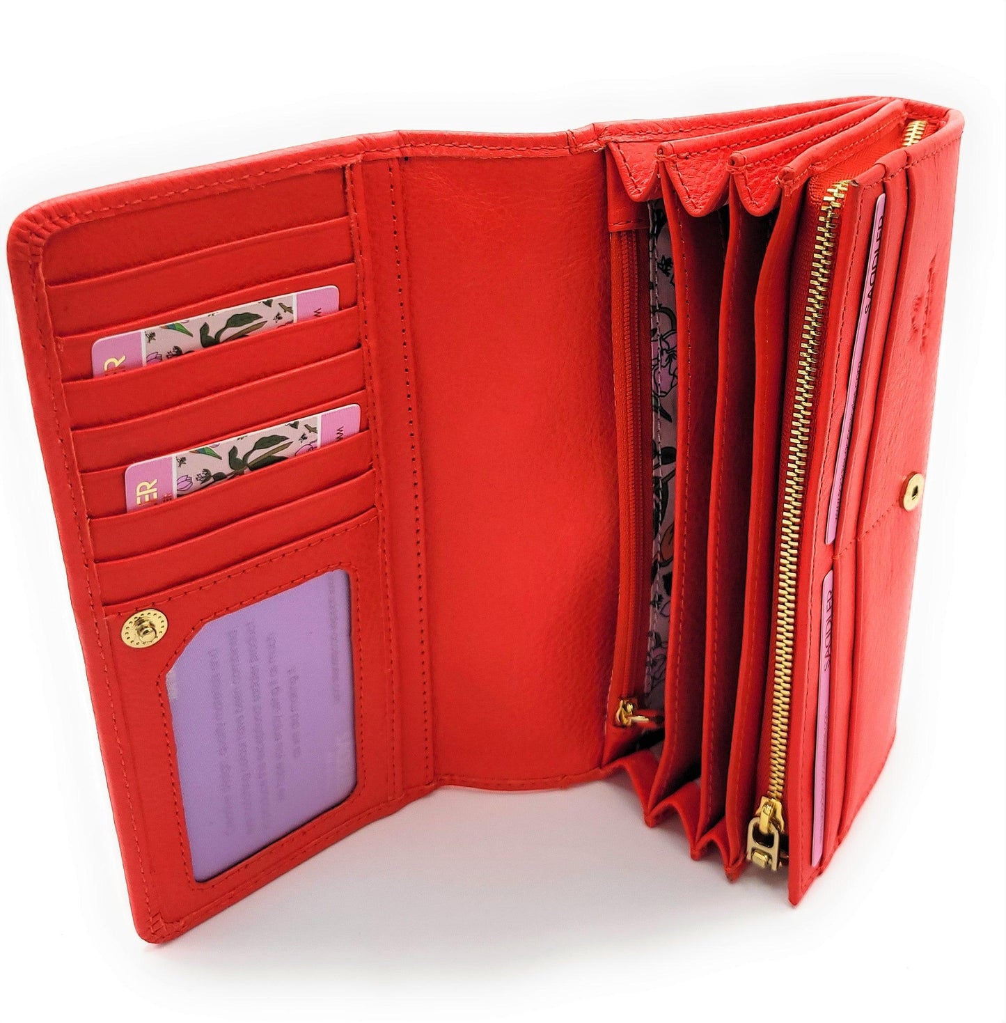 Bonnie RFID Leather Multi-Section Purse - Red - Bascora