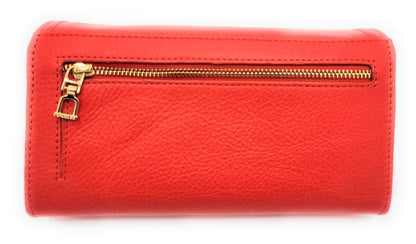 Bonnie RFID Leather Multi-Section Purse - Red - Bascora