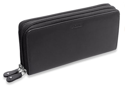 Gabriella RFID Leather Double Zip Around Purse - Bascora