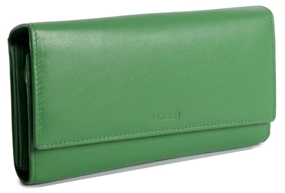 Grace RFID Leather Multi-Section Purse - Bascora