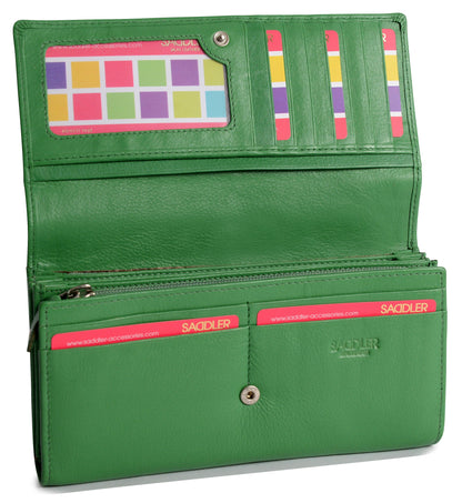 Grace RFID Leather Multi-Section Purse - Bascora