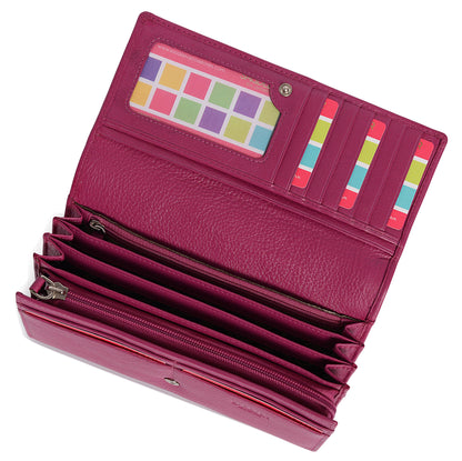 Grace RFID Leather Multi-Section Purse - Bascora