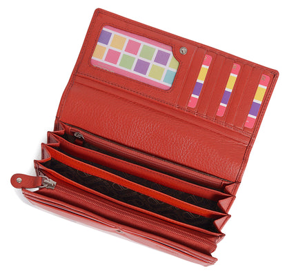 Grace RFID Leather Multi-Section Purse - Bascora
