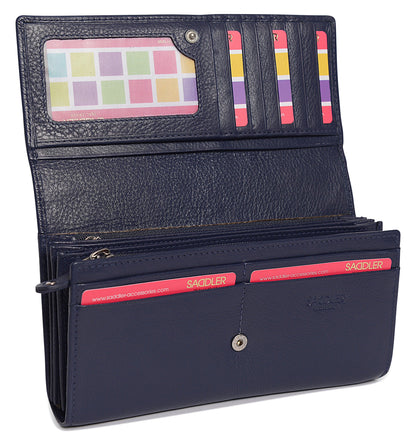 Grace RFID Leather Multi-Section Purse - Bascora