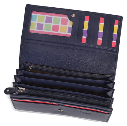 Grace RFID Leather Multi-Section Purse - Bascora