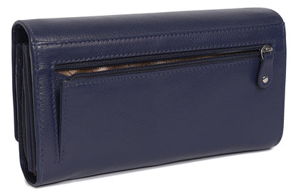 Grace RFID Leather Multi-Section Purse - Bascora