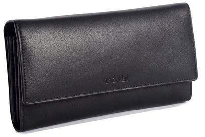 Grace RFID Leather Multi-Section Purse - Bascora