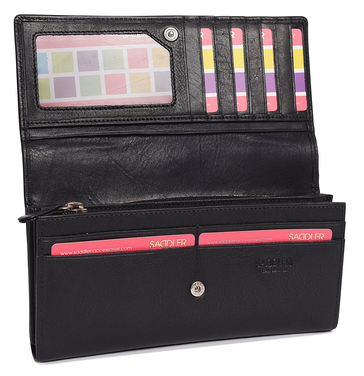 Grace RFID Leather Multi-Section Purse - Bascora