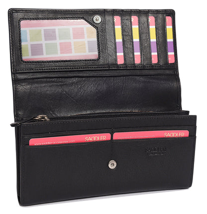 Grace RFID Leather Multi-Section Purse - Bascora