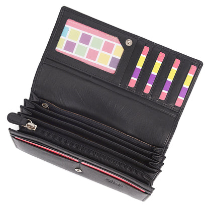 Grace RFID Leather Multi-Section Purse - Bascora