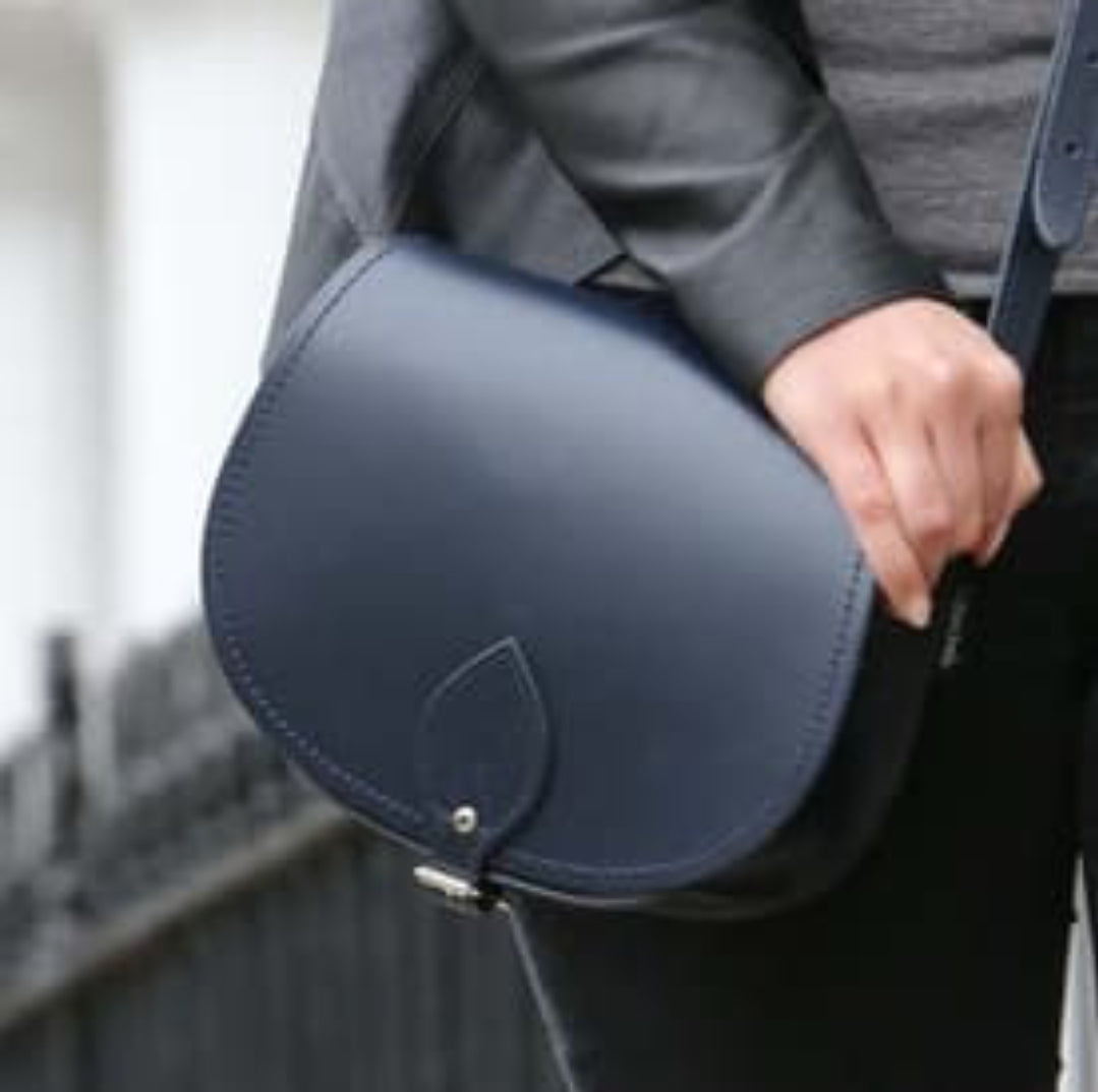 Handmade Leather Saddle Bag – Navy
