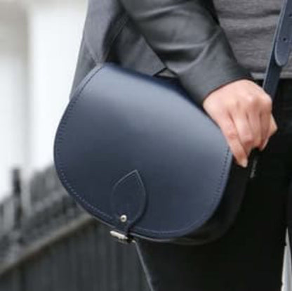 Handmade Leather Saddle Bag – Navy