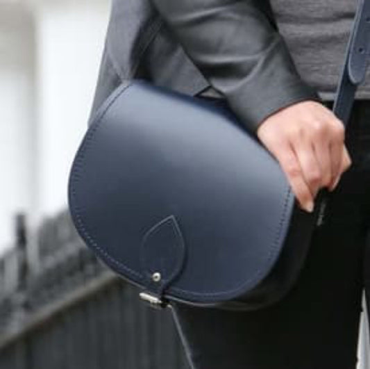 Handmade Leather Saddle Bag – Navy